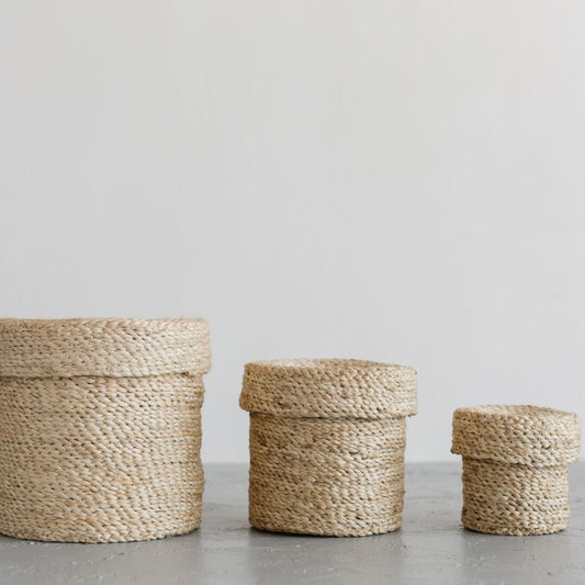 Round Jute Lidded Trio