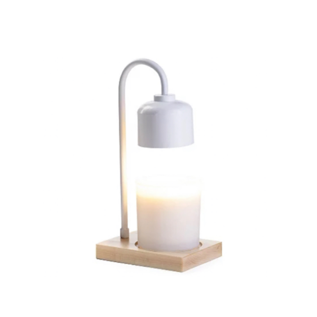 WHITE & WOOD ARCHED CANDLE WARMER LAMP